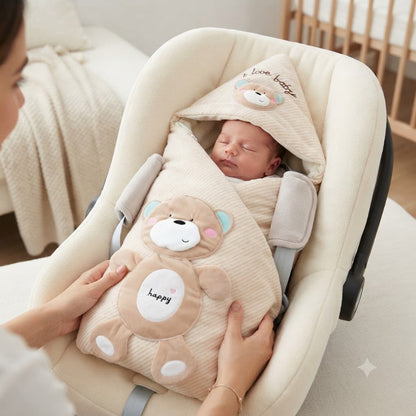 bébé dans son nid d'ange déposé dans cosy