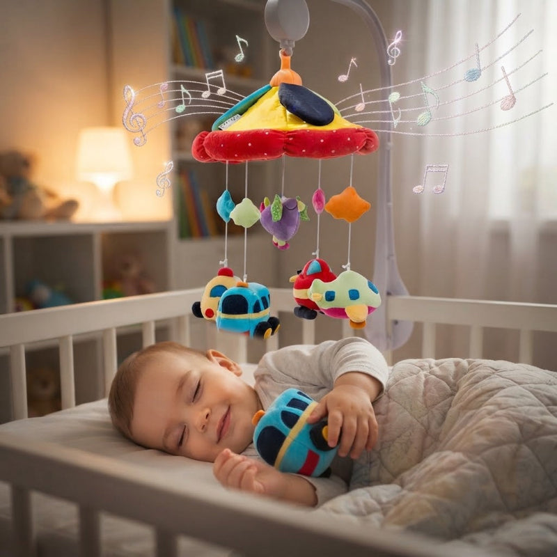 bébé dort au son de son mobile musical bebe
