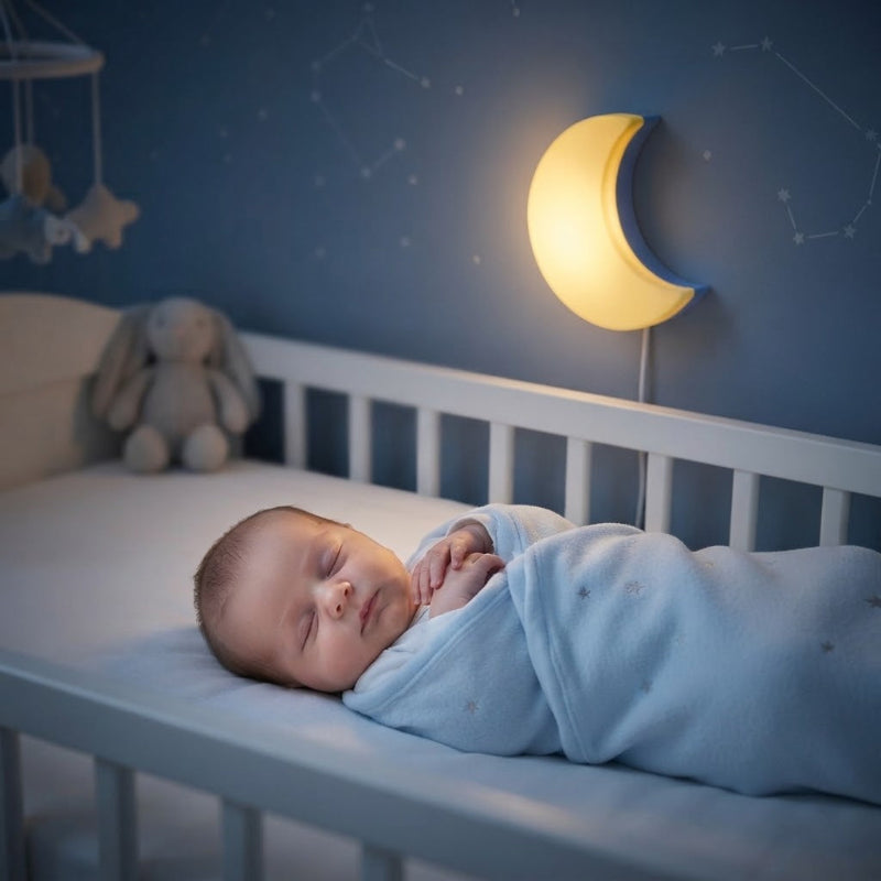 bébé dort avec veilleuse murale bebe sur son mur