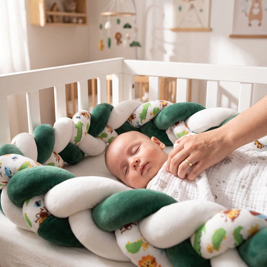 bébé dort entouré de sa tresse de lit bebe zoo