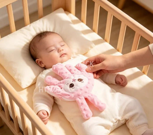 bébé dort sous doudou bébé main lapin