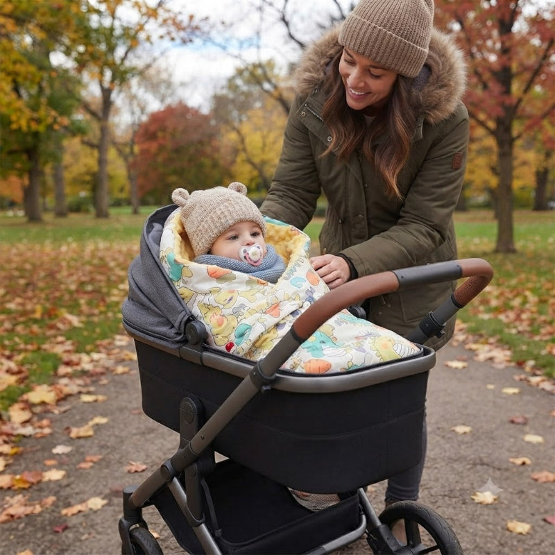 bébé en promenade avec maman dans nis d'ange bébé en novembre