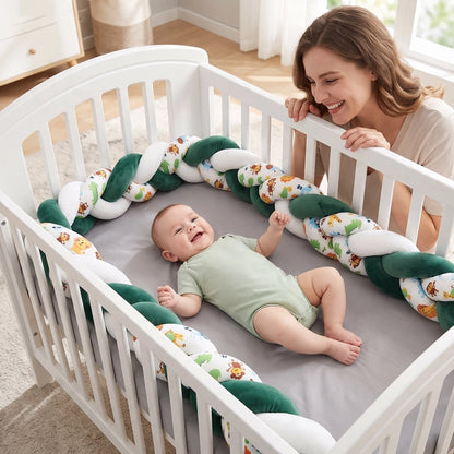 bébé et maman souriant avec tresse de lit bebe
