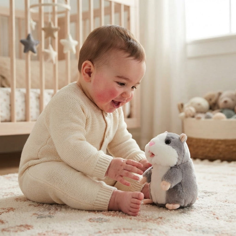 bébé gazouille avec hamster peluche interactive