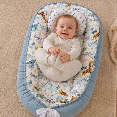 bebe reducteur de lit girafe bleu et bébé