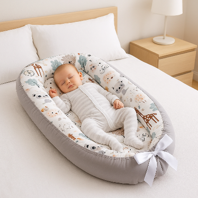 Bébé réducteur de lit avec bébé dans lit maman