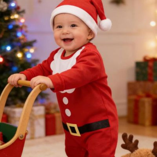 bébé s'amuse dans son pyjama noel pour bebe