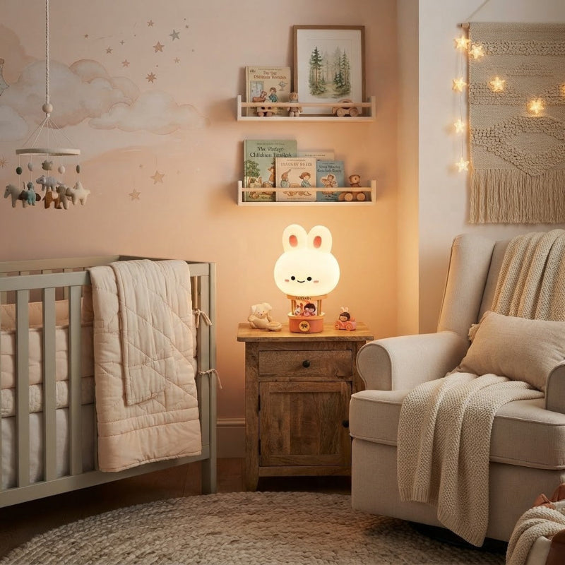 chambre de bébé avec veilleuse lapin