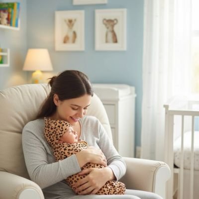 couverture- d'emmaillotage-maman-bébé-léopard