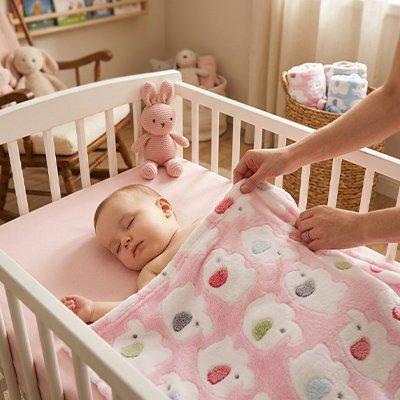 couverture- bébé -naissance-caresse-bébé