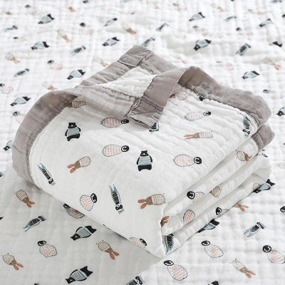 Couverture- Bebe- 100%- coton-animaux-polaire
