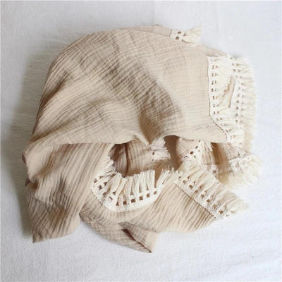 Couverture- bebe- Mousseline -kaki