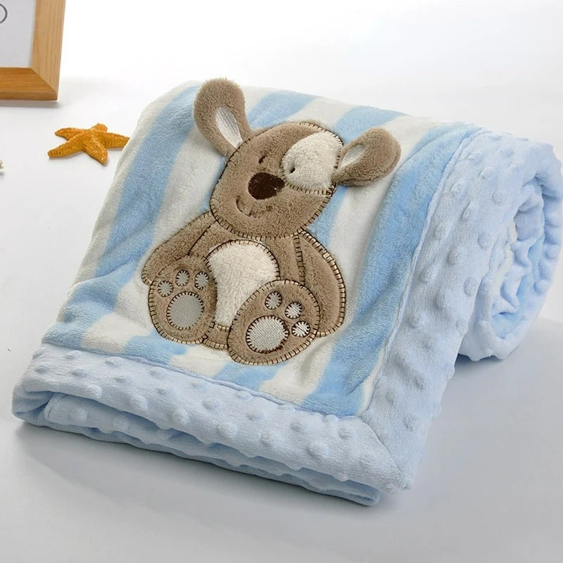 couverture bébé naissance chien bleu