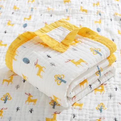 Couverture- Bebe- 100%- coton-jaune-orignal