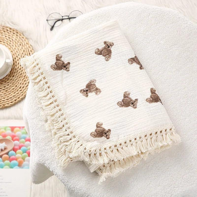 Couverture- Bébé- Cocon -beige-ourson