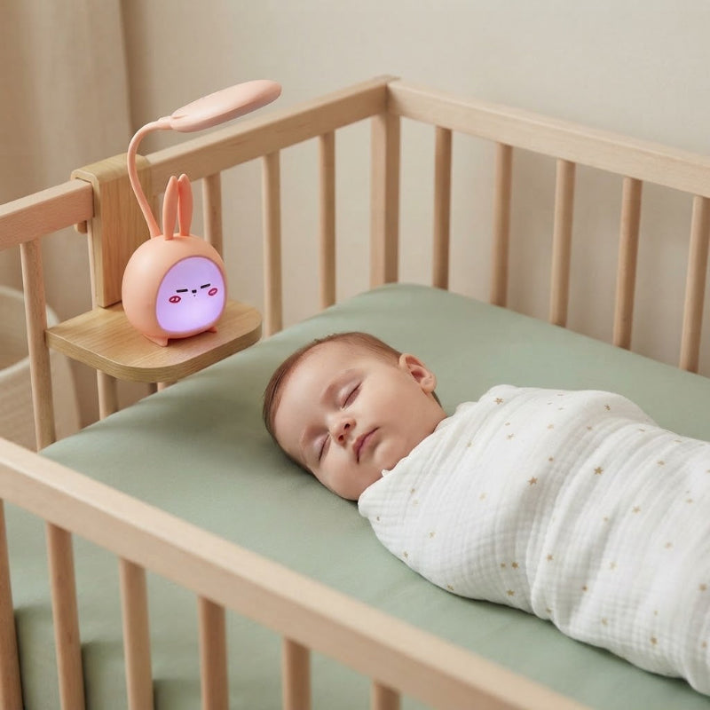 lapin veilleuse et bébé
