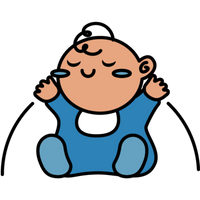 bébé assis les bras soulevés représente le logo de creationbebe-aman