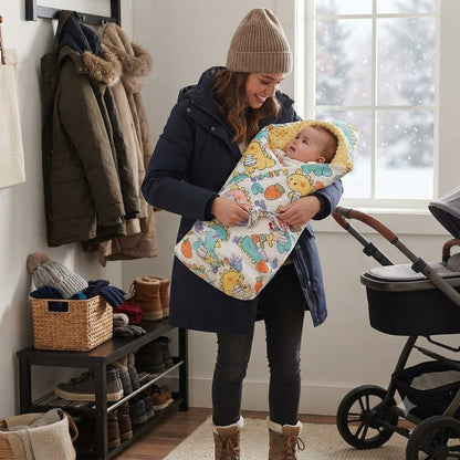 Maman qui prépare sortir avec bébé dans son nid d'ange bébé