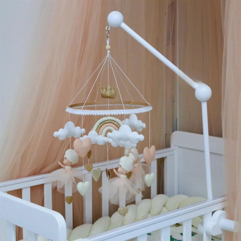 mobile bébé fille support blanc