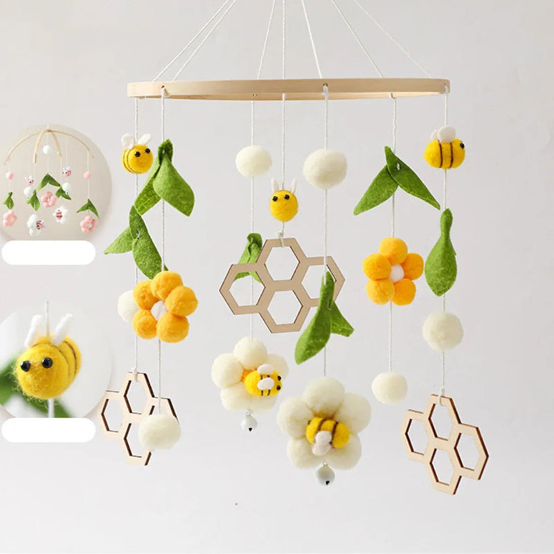 Mobile bébé fleurs jaunes et abeilles