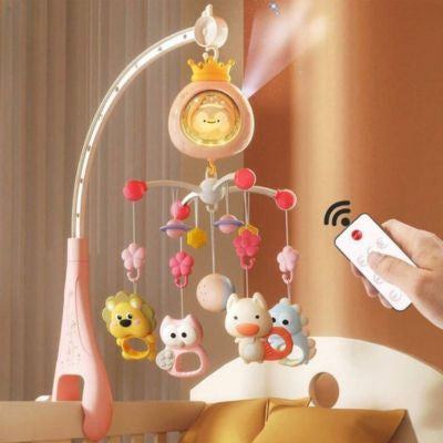 mobile musical bébé rose avec télécommande
