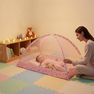 Moustiquaire lit bébé sieste-salle-jeux-maman