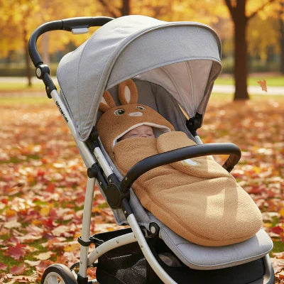 nid d'ange bebe mi saison universel automne poussette lapin brun feuilles