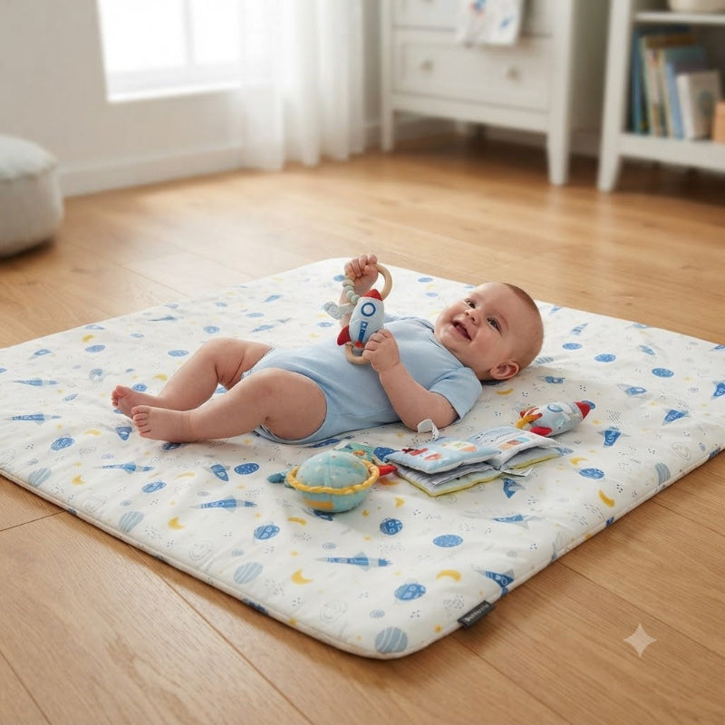 nid dAnge siege auto qui sert de couverture pour bébé s'amuse