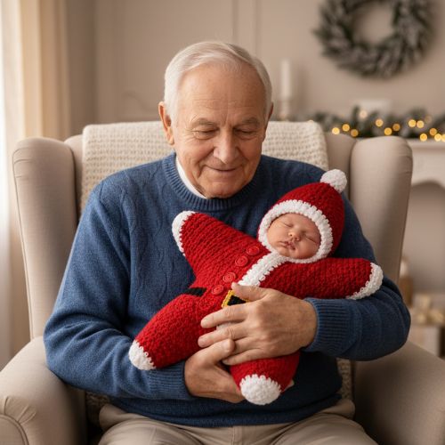 Papi et bébé dans son nid d Ange bébé noel