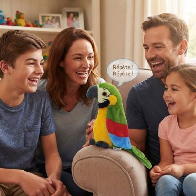 Peluche interactive fait rire famille