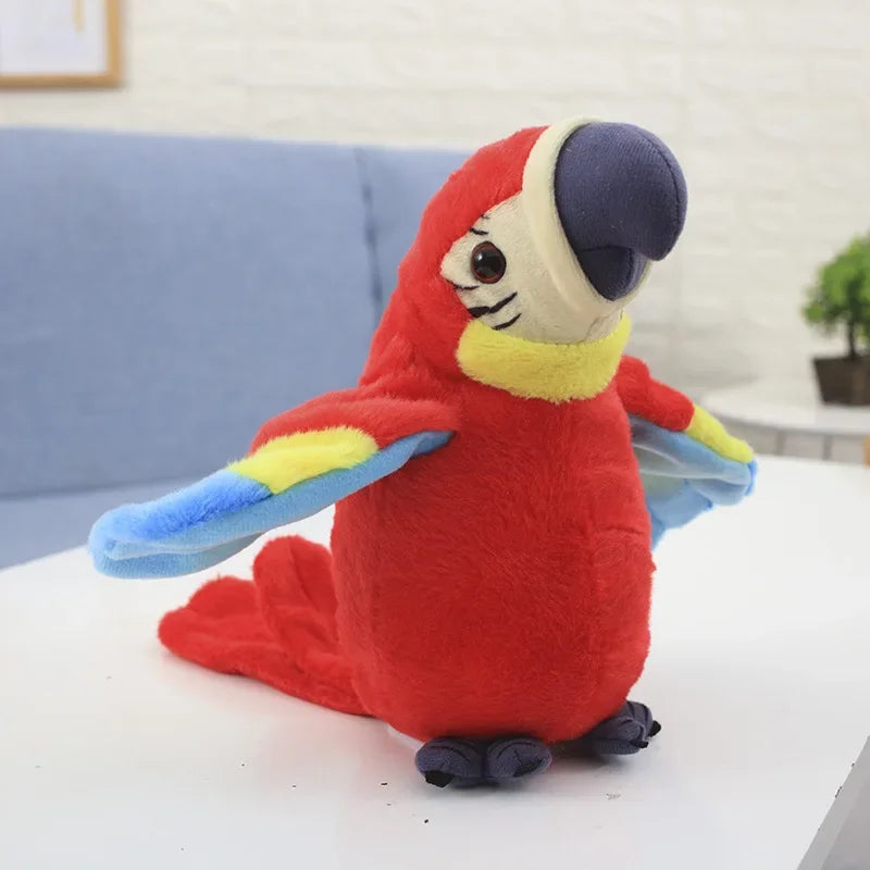Peluche interactive perroquet répète rouge