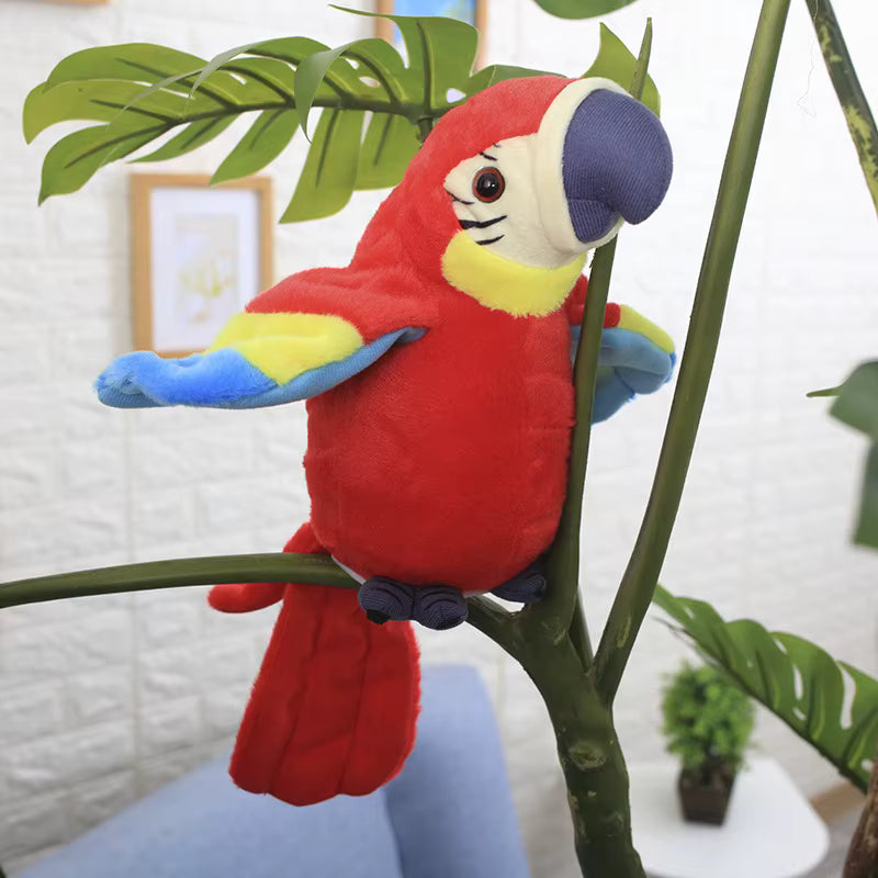 peluche interactive perroquet sur branche