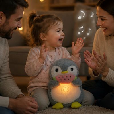 peluche-qui-respire-Petit-Pingouin-avec-parents