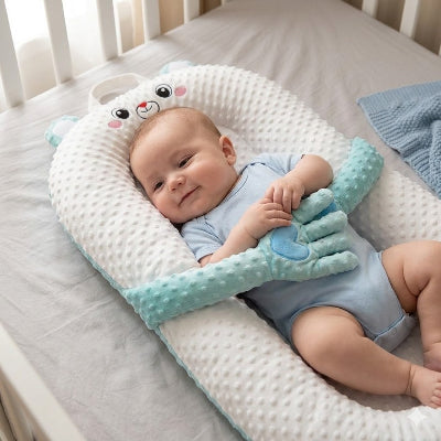 Petit garçon dans son cocon bébé qui sourit