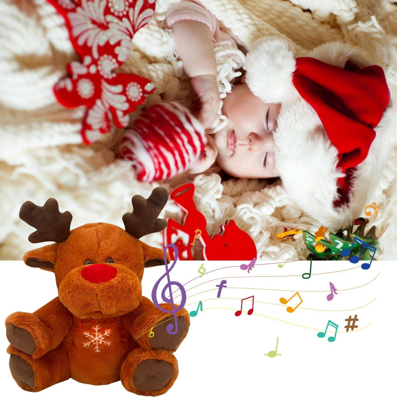 Petit renne au nez rouge en cadeau noel