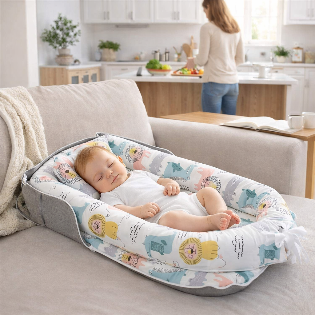 reducteur-de-lit-6-12-moisavec-bebe-au-salon