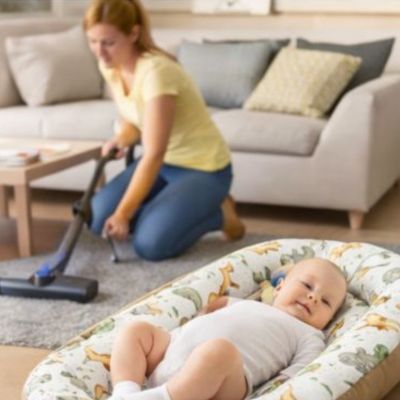 reducteur de lit 6 12 mois bébé salon maman balayeuse