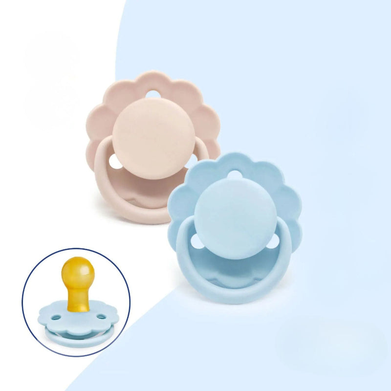 tétine-modèle-fleur rose et bleu