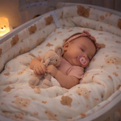 tour-de-lit-ourson-bébé-dort