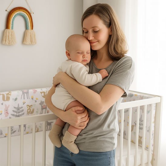 Tour de lit pour bebe dans bras maman