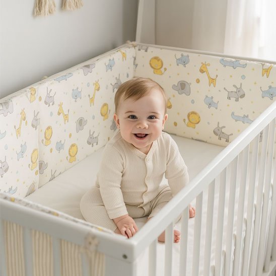 Tour de lit pour bebe Protégé dans son berceau