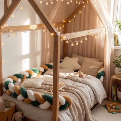 tour de lit tressé chambre enfant
