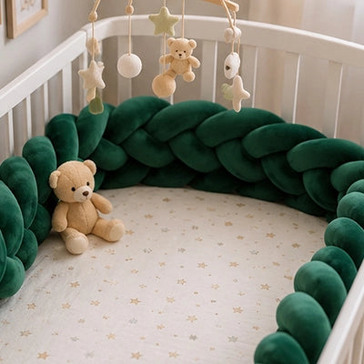 Tour de lit tresse vert forêt