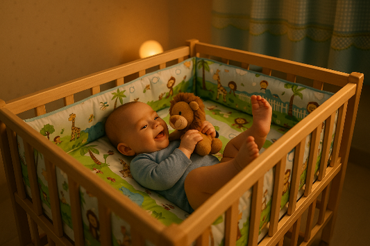 tout-de-lit-5-pieces-coton-motif-lion-dans-une-couchette-d_enfant