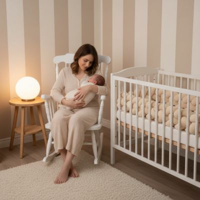 tresse de lit bébé dans berceau, maman berce bebe
