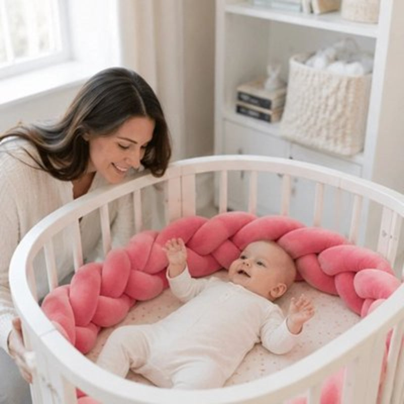 Tresse de lit bebe rose protège bébé
