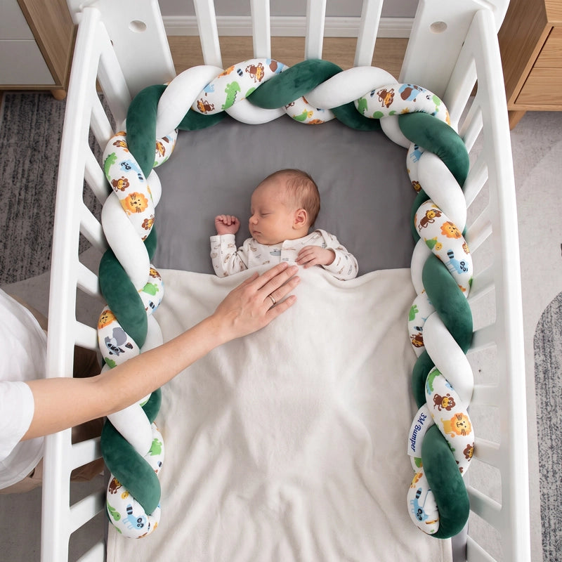 Tresse de lit bebe zoo dans berceau avec bébé