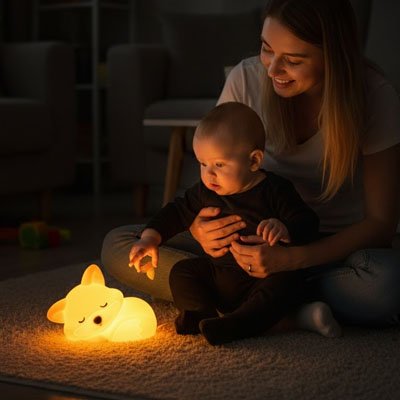 veilleuse renard bébé maman